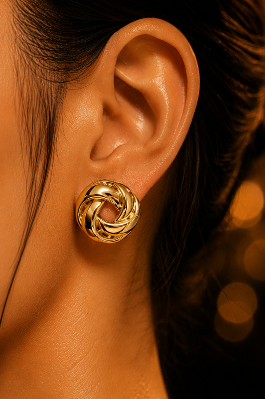 SORVE Gold Knot Stud Earrings | Luxury Statement Jewelry