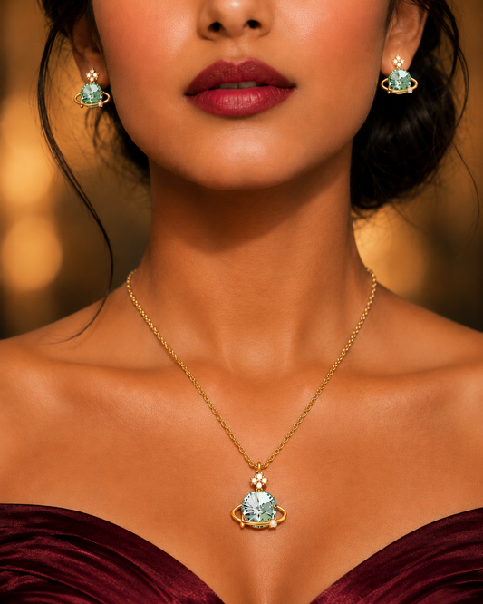 SORVE Luxury Saturn Crystal Pendant Set for Women