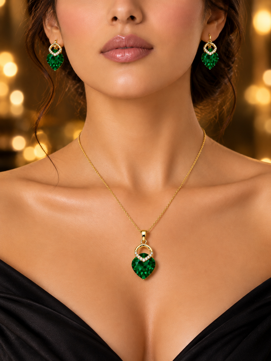 SORVE Emerald Green Heart Jewellery Set