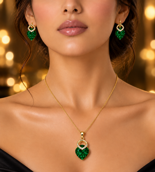 SORVE Emerald Green Heart Jewellery Set