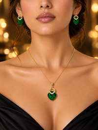 SORVE Emerald Green Heart Jewellery Set