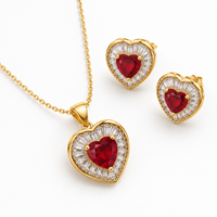 SORVE Crimson Love Crystal Necklace & Earrings Set