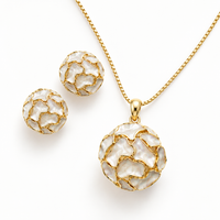 SORVE Pearl Cluster Gold Finish Pendant & Earrings Set