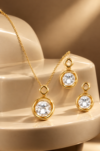 SORVE Crystal Gold Circle Jewellery Set