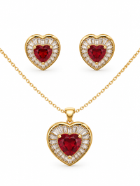 SORVE Crimson Love Crystal Necklace & Earrings Set