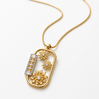SORVE Floral Crystal Gold Pendant Necklace