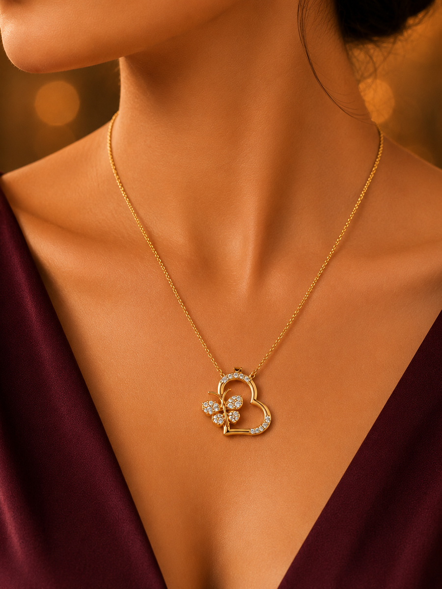 SORVE Butterfly Heart Pendant Necklace