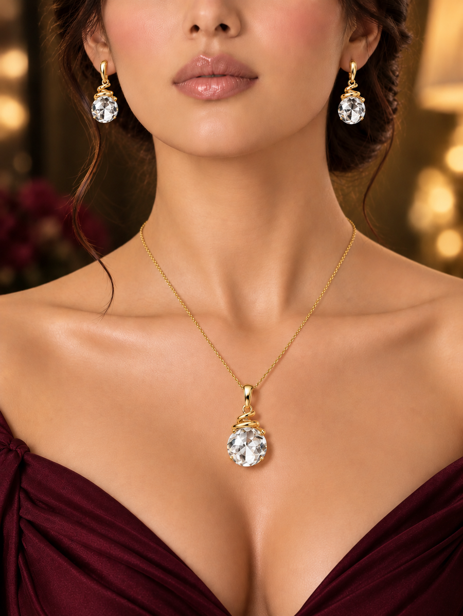 SORVE Crystal Ball Gold Jewellery Set