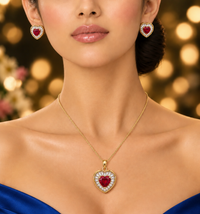 SORVE Crimson Love Crystal Necklace & Earrings Set