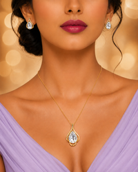 SORVE Crystal Teardrop Pendant & Earrings Set