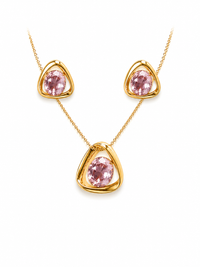 SORVE Pink Crystal Triangle Pendant & Earrings Set