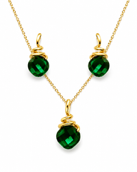 SORVE Emerald Green Crystal Pendant & Earrings Set