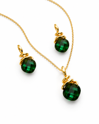 SORVE Emerald Green Crystal Pendant & Earrings Set