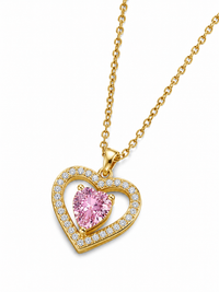 SORVE Pink Heart Crystal Pendant Necklace