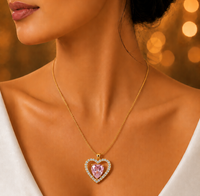 SORVE Pink Heart Crystal Pendant Necklace