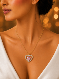 SORVE Pink Heart Crystal Pendant Necklace