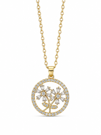 SORVE Floral Crystal Circle Pendant Necklace