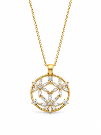 SORVE Floral Crystal Circle Pendant Necklace