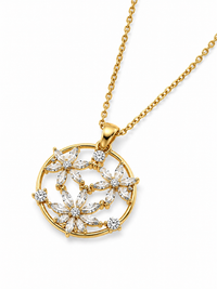 SORVE Floral Crystal Circle Pendant Necklace