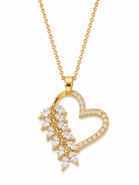 SORVE Crystal Leaf Heart Pendant Necklace