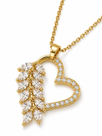 SORVE Crystal Leaf Heart Pendant Necklace
