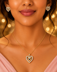 SORVE Heart Pendant Necklace Set with Stud Earrings for Women