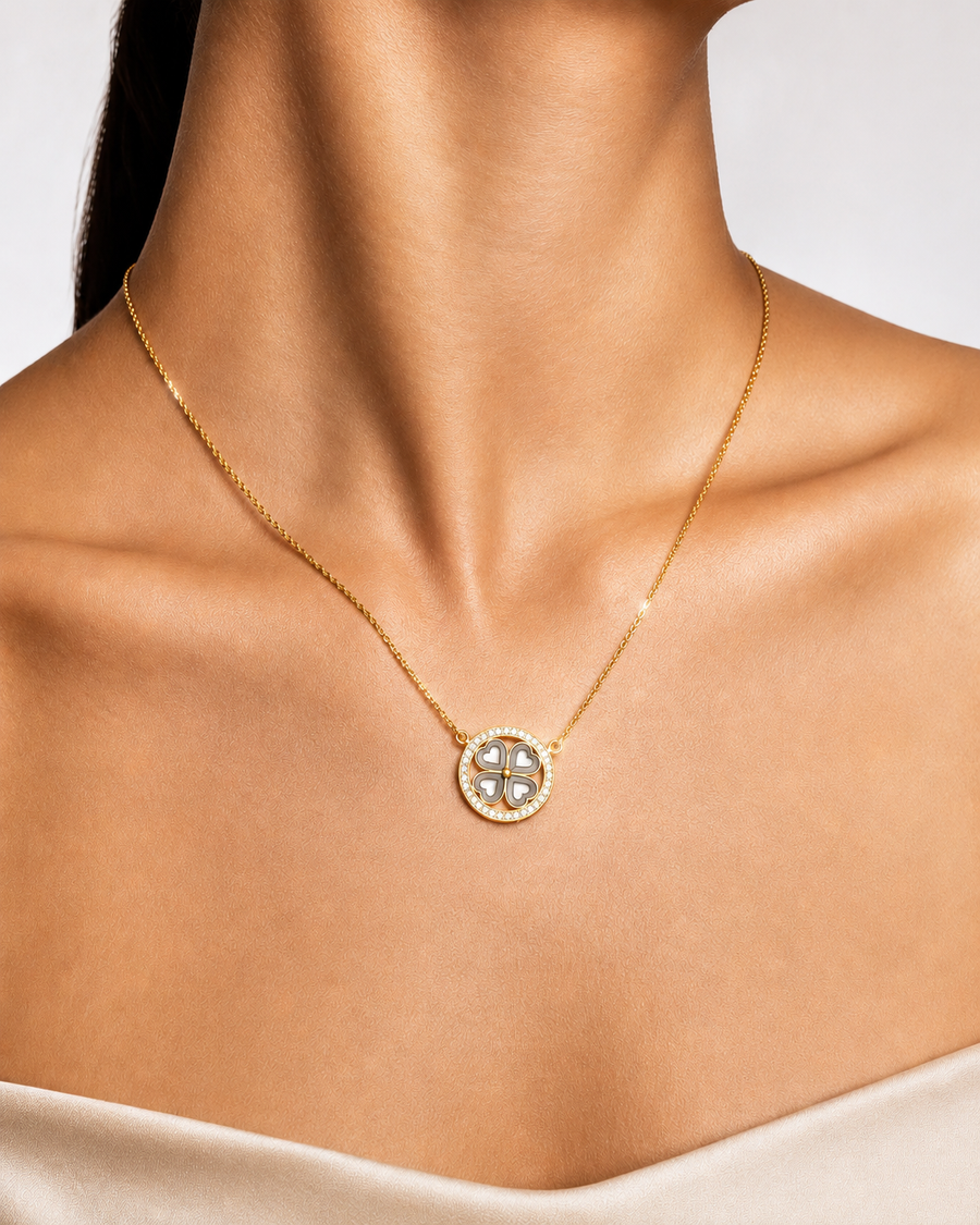 Four-Heart Clover Anti-Tarnish Pendant Necklace – 18K Gold Plated