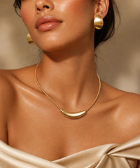 SORVE Minimalist Crescent Gold Snake Chain Necklace – 18K Gold Plated & Anti-Tarnish