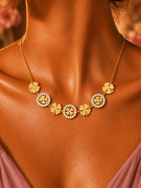 SORVE Gold Four Leaf Clover Crystal Choker Necklace
