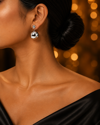 SORVE | Silver Double Ball & Pearl Stud Earrings Set for Women | 3 Pairs Combo