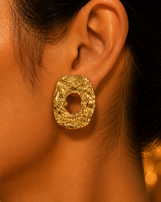 SORVE Textured Gold Statement Stud Earrings | Luxury Jewelry