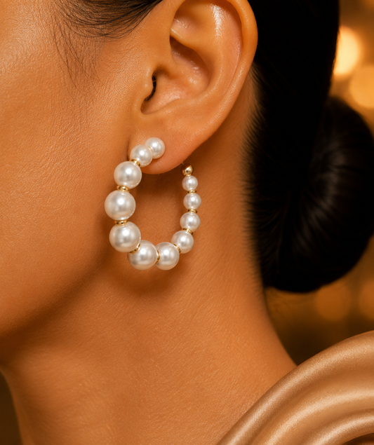 SORVE Pearl Hoop Earrings | Elegant Luxury Jewelry