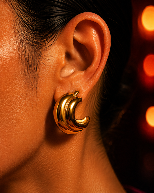 SORVE Gold Crescent Stud Earrings | Bold Luxury Jewelry