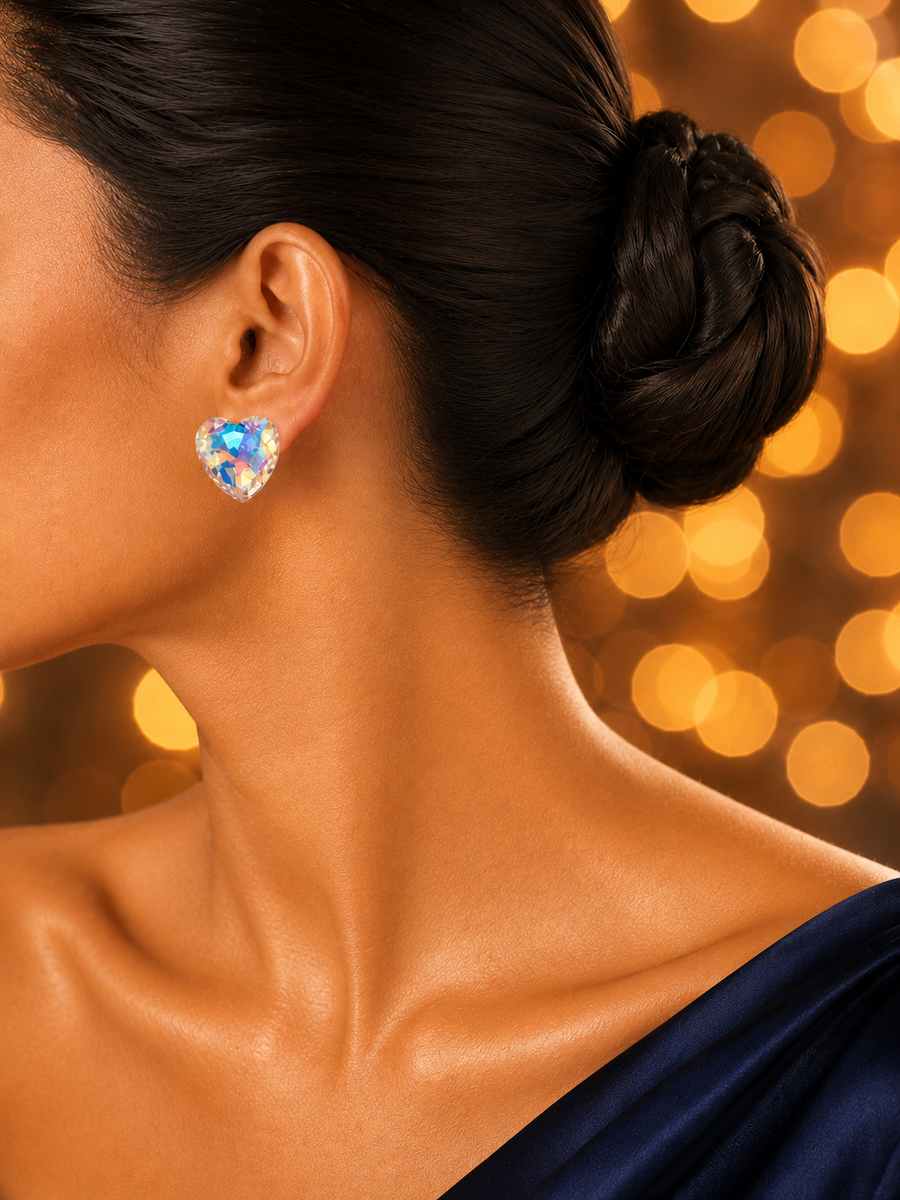 SORVE Aurora Heart Stud Earrings | Crystal Luxury Jewelry