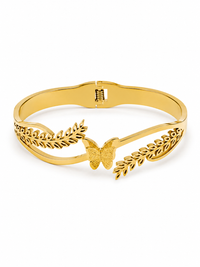 SORVE Elegant Butterfly & Leaf Bracelet – Adjustable Gold Bangle