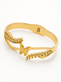 SORVE Elegant Butterfly & Leaf Bracelet – Adjustable Gold Bangle