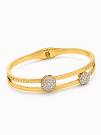 SORVE Crystal Gold Cuff Bracelet – Luxury Dual Circle Design