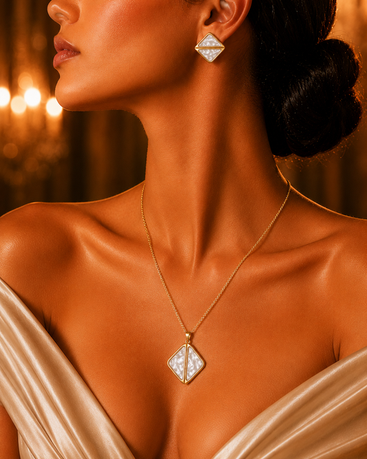 SORVE Elegant White Stone Jewelry Set – Premium Gold Finish