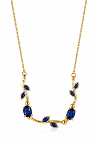 SORVE Elegant Blue Stone Necklace – Premium Gold Vine Design