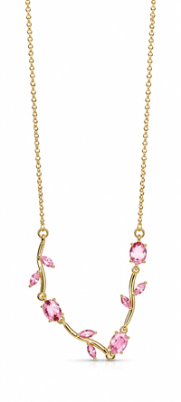 SORVE Pink Crystal Vine Necklace – Luxury Gold Chain