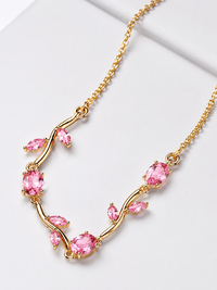 SORVE Pink Crystal Vine Necklace – Luxury Gold Chain