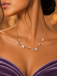 SORVE Elegant Diamond Style Necklace – Premium Gold Vine Design