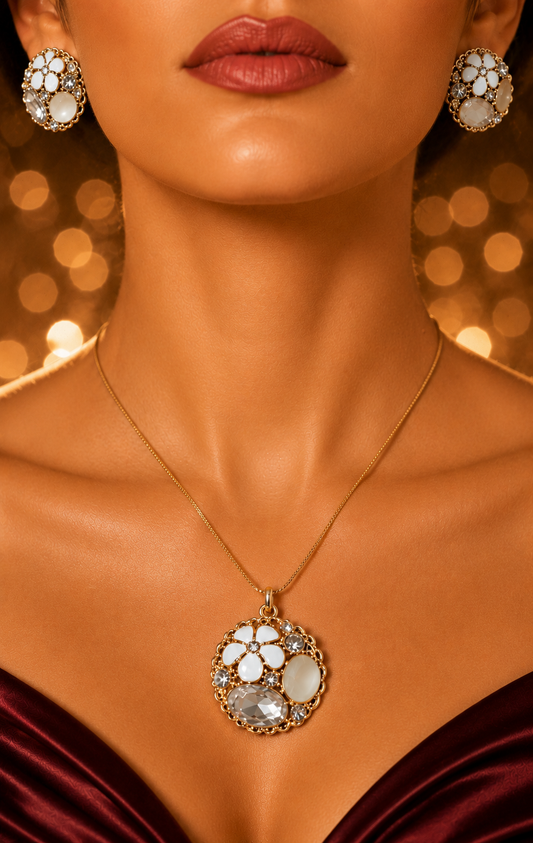 SORVE Vintage Floral Necklace Set – Elegant Gold Jewelry Combo