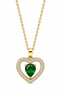 SORVE Green Heart Crystal Necklace – Elegant Gold Pendant