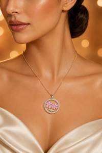 SORVE Pink Floral Pendant Necklace – Luxury Crystal Gold Jewelry