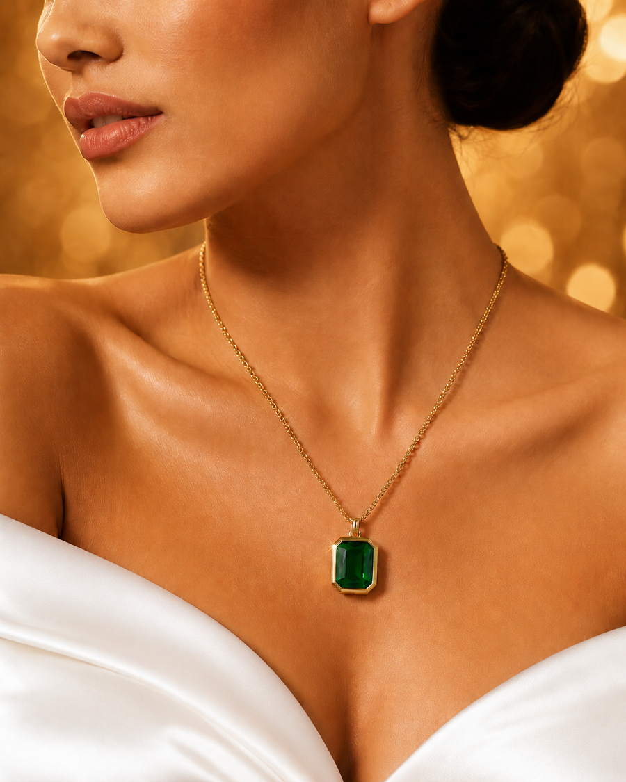 SORVE Minimal Green Stone Necklace – Luxury Everyday Jewelry