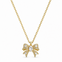 SORVE Gold Bow Crystal Pendant – Premium Necklace