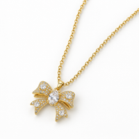 SORVE Gold Bow Crystal Pendant – Premium Necklace