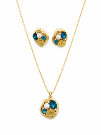 SORVE Luxury Blue Crystal Rose Pendant Set for Women