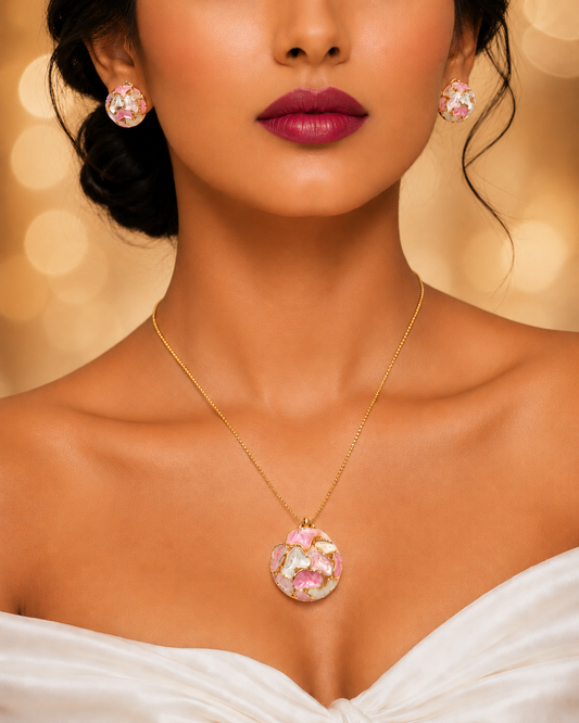 SORVE Luxury Pink Marble Pendant Set for Women